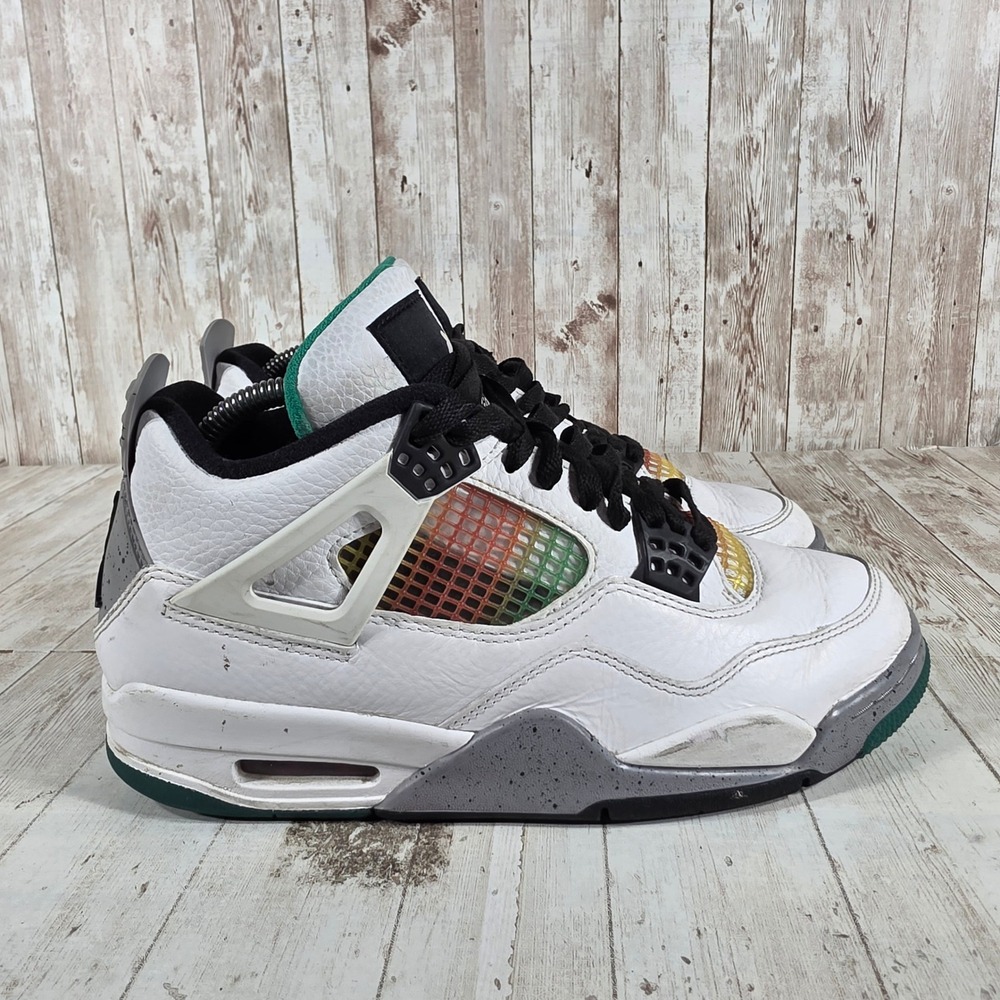 Jordan 4 Retro Rasta Women White Lucid Green AQ9129-100 Size 9